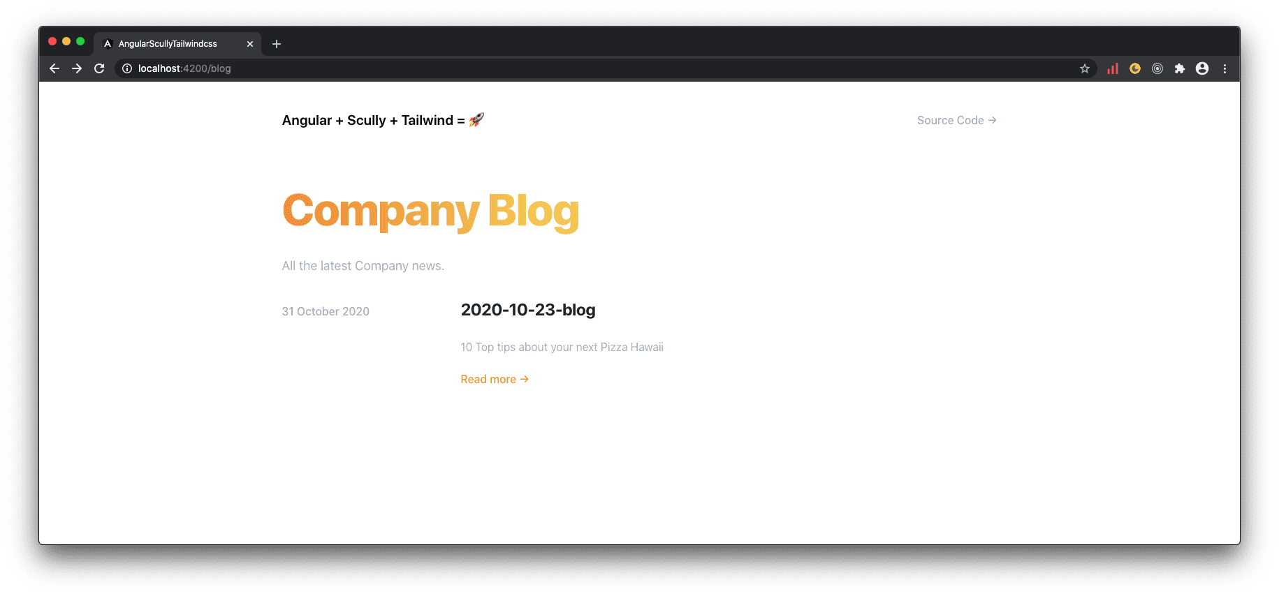 Blog overview page